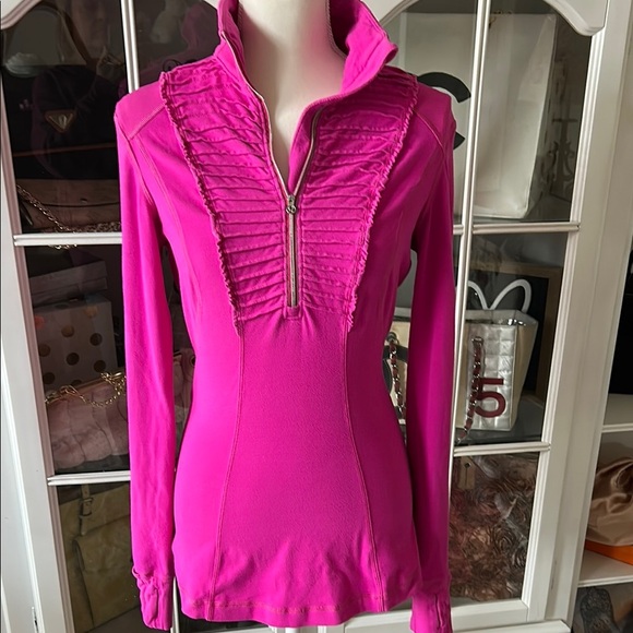 Lululemon Pink Ruffled Half Zip - Picture 1 of 10